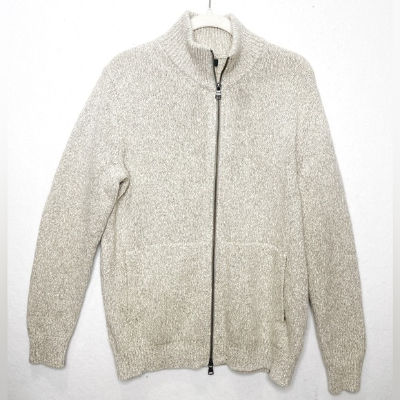 Banana Republic Cotton Wool Blend Marled Full Zip Sweater Pockets Double Zipper - Picture 1 of 5